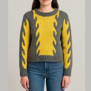 Femme a Idee Mohair Blend Flame Crewneck Knit Sweater Size M